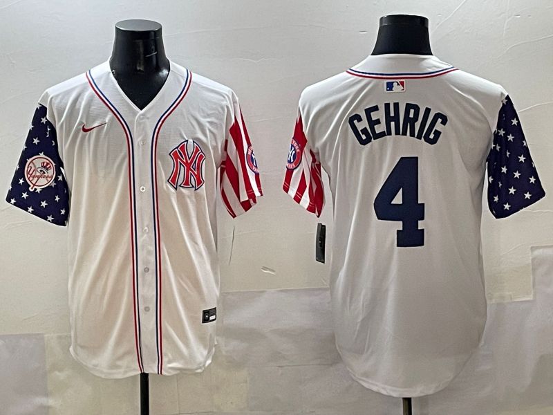 Men New York Yankees #4 Gehrig White a generation of national flags Jointly Name 2025 Nike MLB Jersey style 5->new york yankees->MLB Jersey